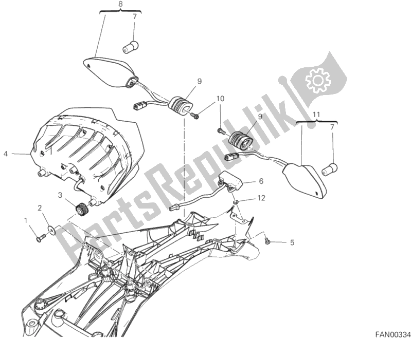 All parts for the Taillight of the Ducati Multistrada 1260 S Touring USA 2020
